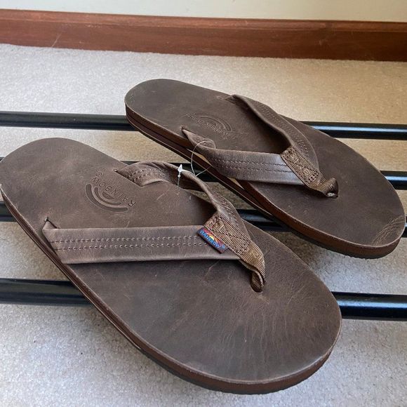 RAINBOW Men Premium Leather Double Layer Sandals - NEW NWOB NWOT - Picture 6 of 7